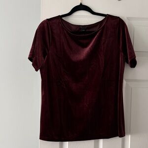 Ann Taylor Factory Deep Burgundy Short Sleeve Top